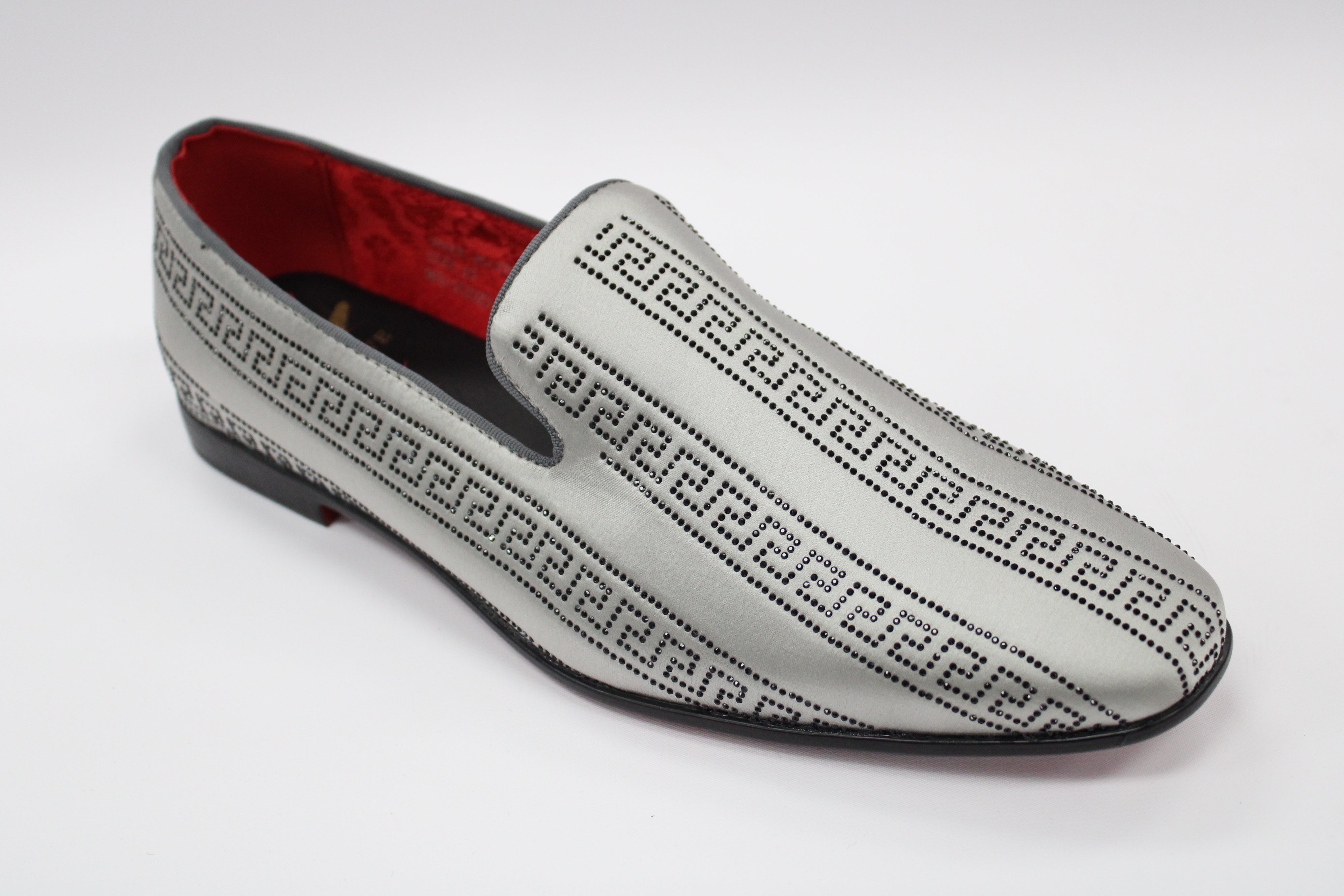 prom silver dress shoes men OneDrop Handmade Dress Shoes Spikes Diamond Men Glitter Leather Party Wedding Prom Loafers Silver / 15.5