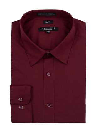 Marquis Long Sleeve Dress Shirt Slim Fit Burgundy