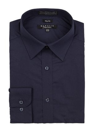 Marquis Long Sleeve Dress Shirt Slim Fit Navy