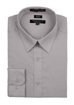 Marquis Long Sleeve Dress Shirt Slim Fit Silver