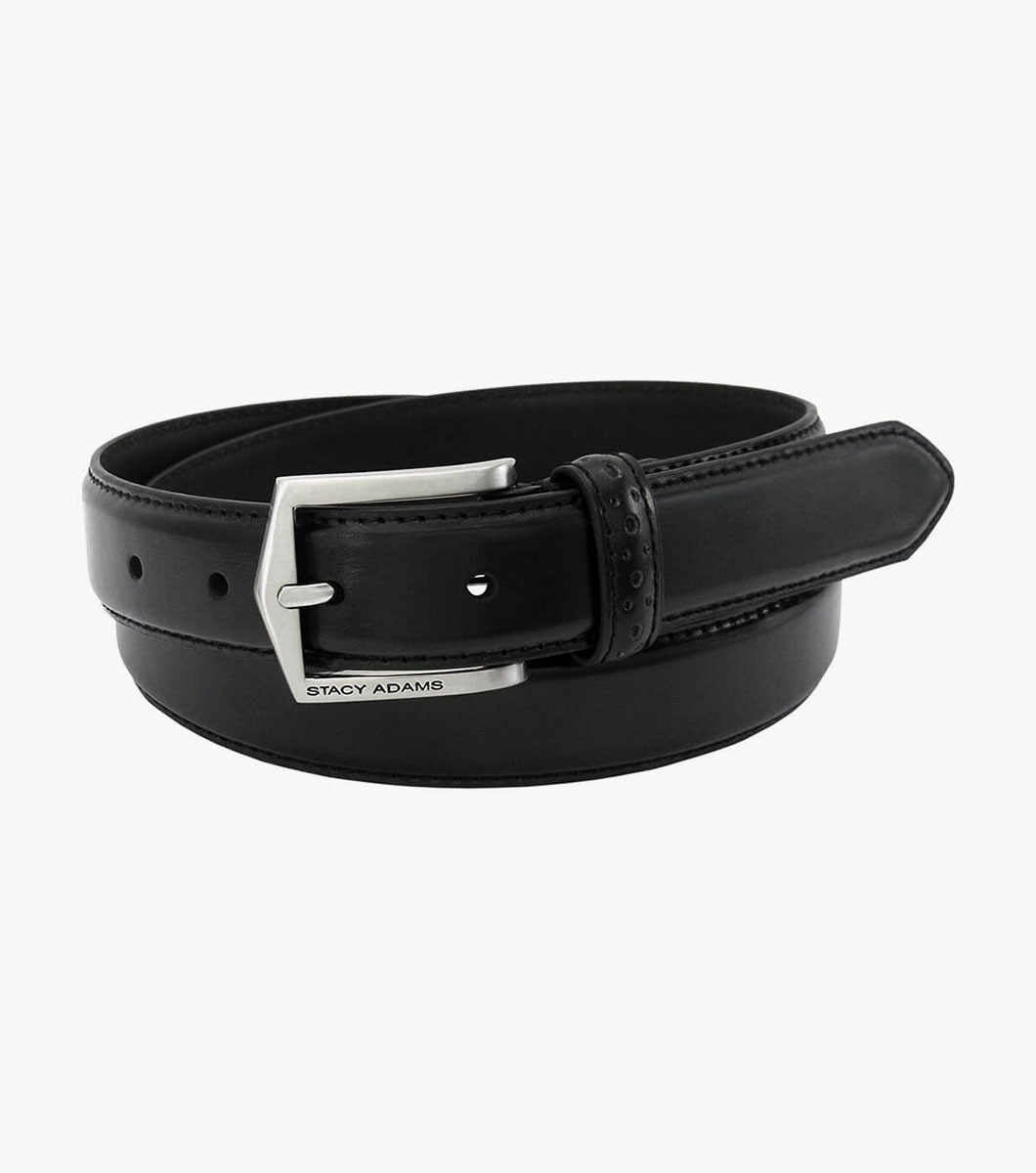 Stacy Adams Black Leather Belt Pinseal
