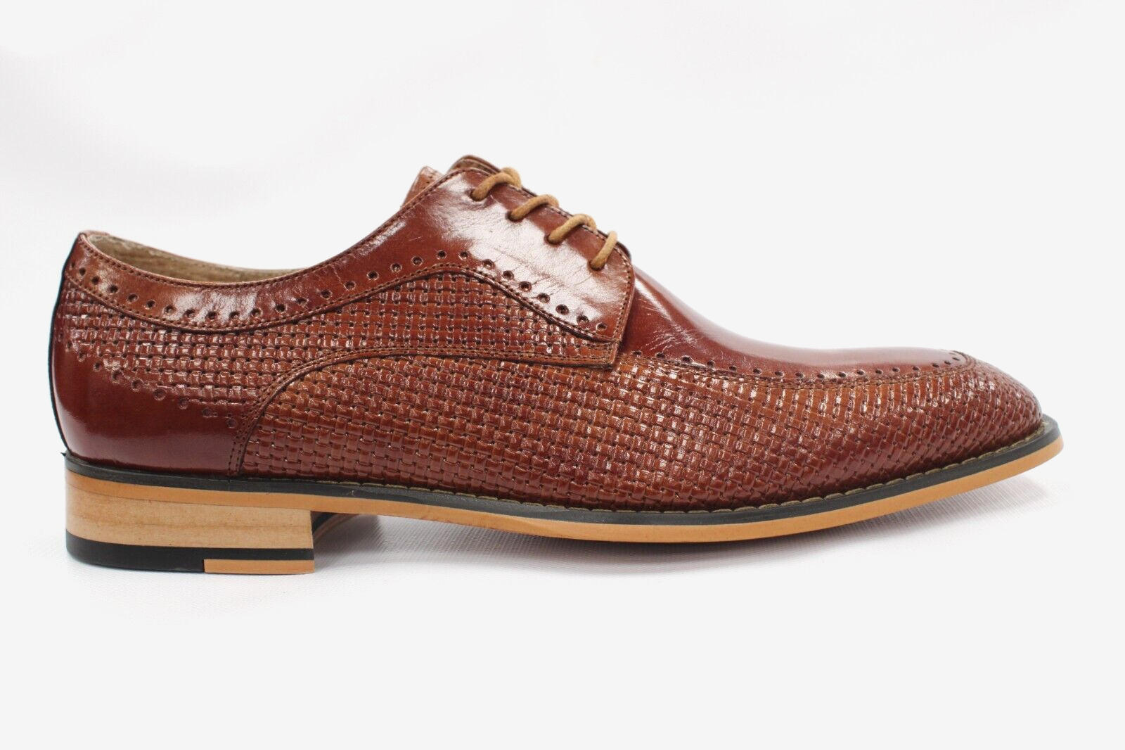 Men's Stacy Adams Platon Cognac Leather Oxford Dress Shoes 25375