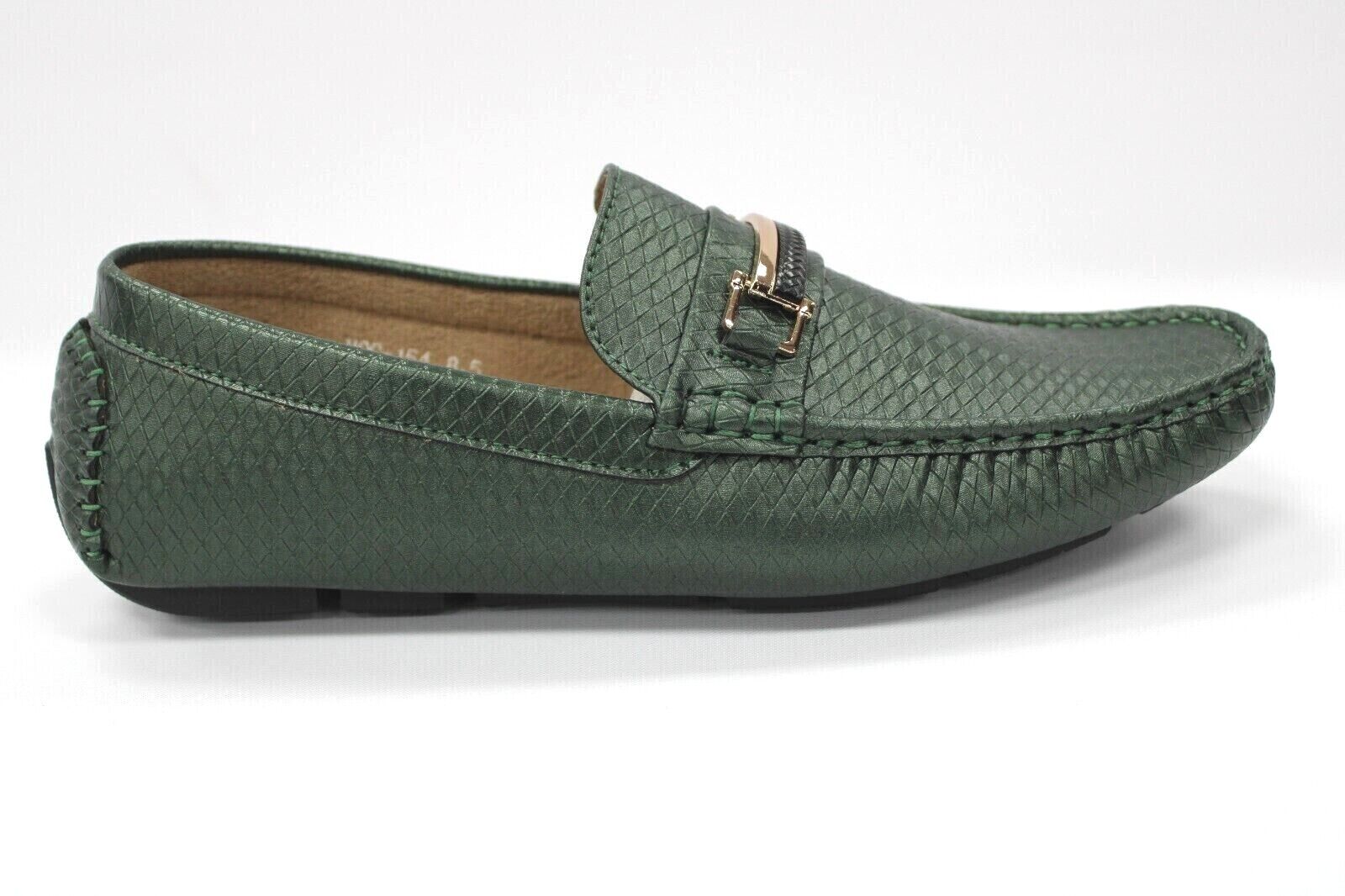 PARRAZO Men\'s Hunter Green Glitter Rhinestone Loafers Metal Buckle Slip On Shoes Amazon.com | Crisiano Men Stage Fashion Sparkle Rhinestone  main image 4