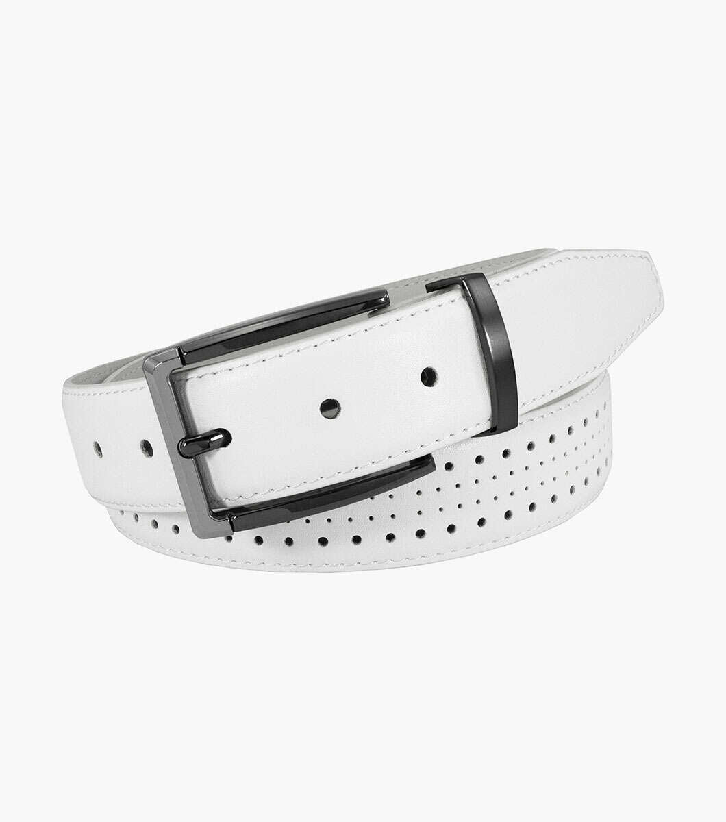 Stacy Adams White Leather Belt Pacer