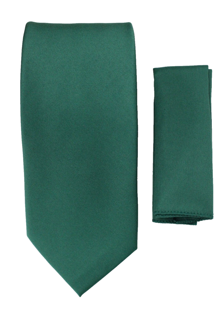 Mens Solid Hunter Green Tie and Hanky Set by St. Patricks
