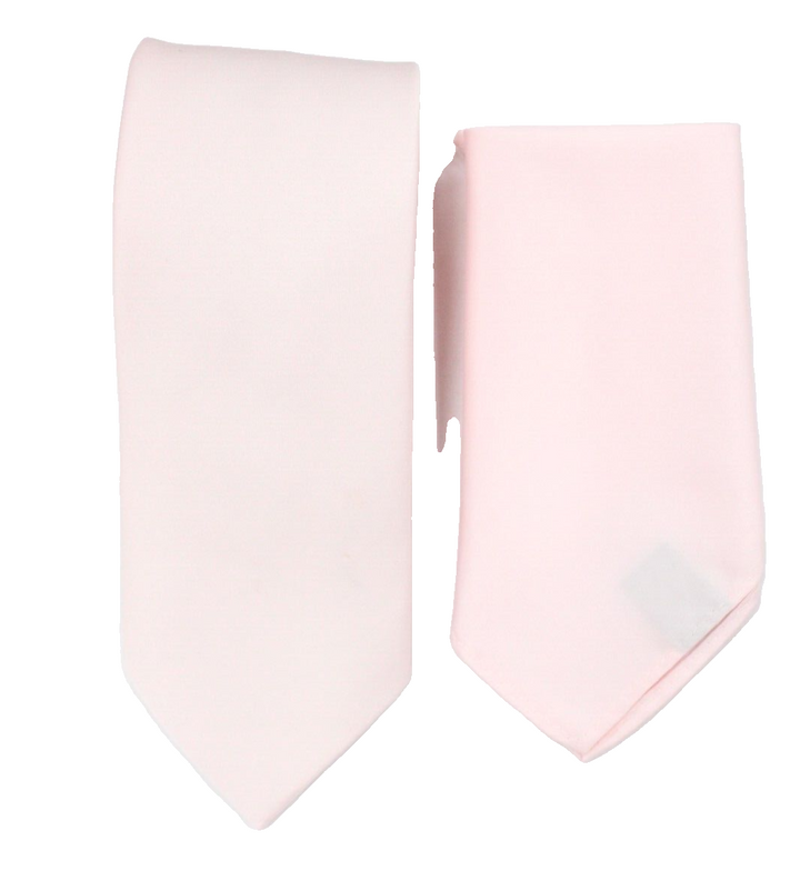 Mens Lt. Pink Solid Tie and Hanky Set by Vesuvio Napoli