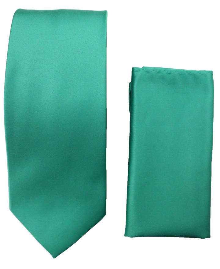Mens Emerald Green Solid Tie and Hanky Set by Stacy Adams