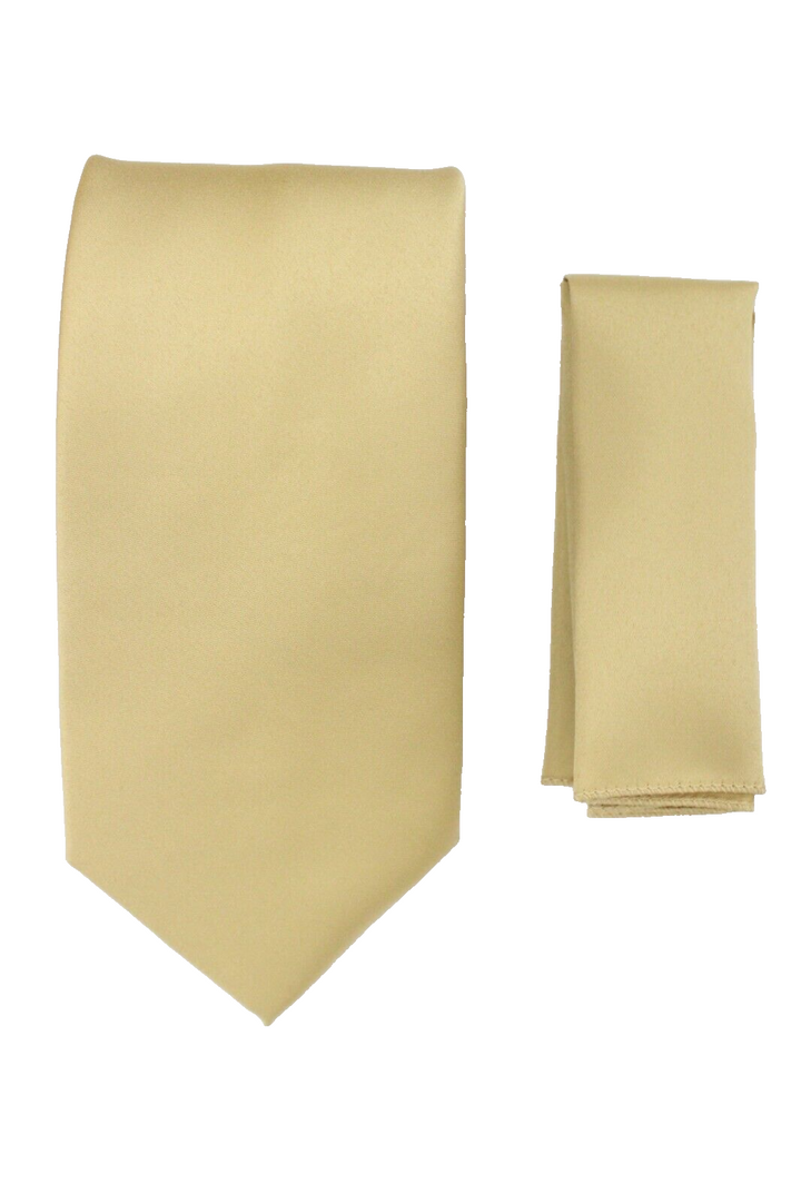Mens Solid Gold Tie and Hanky Set by St. Patricks