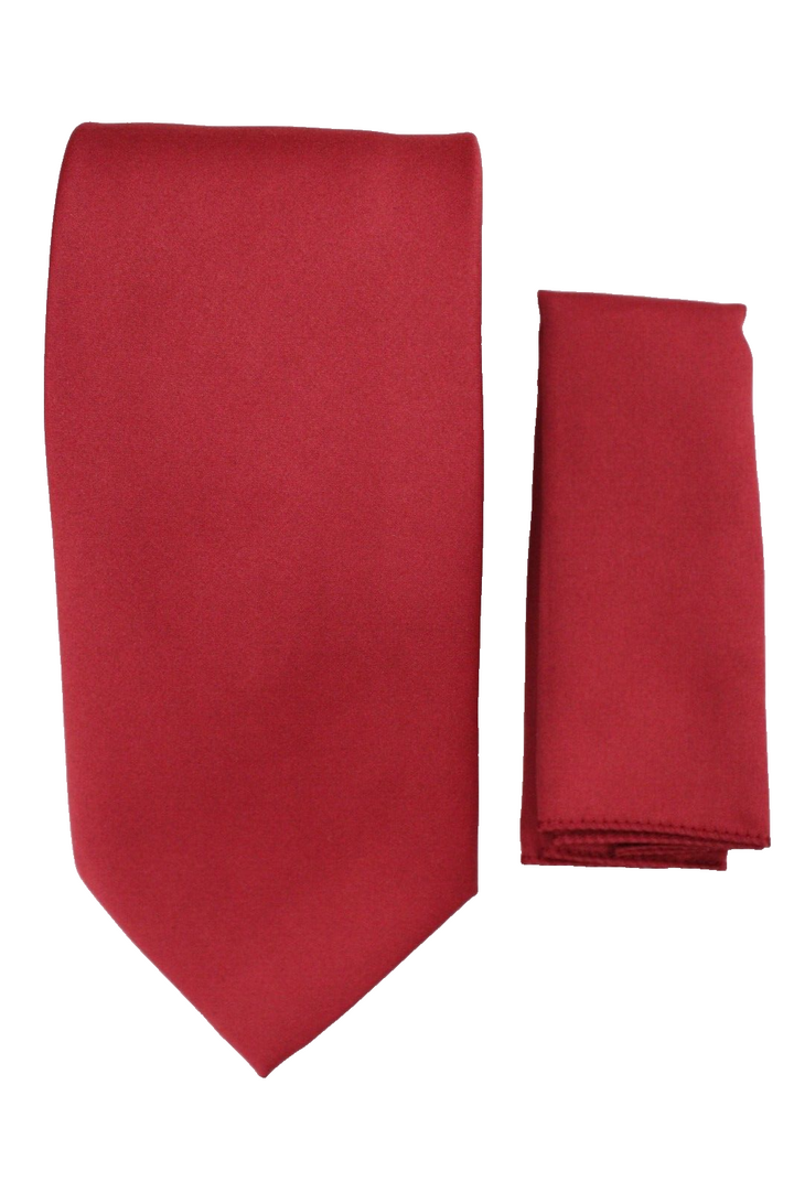 Mens Solid Burgundy Tie and Hanky Set by St. Patricks