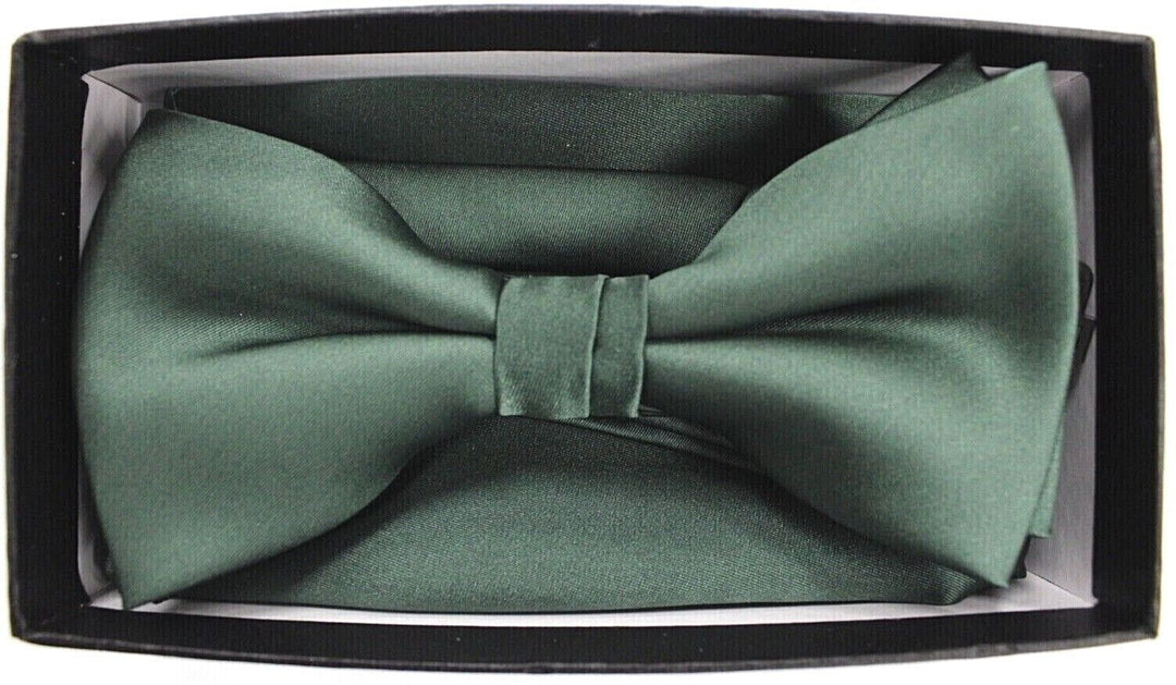 Men's Barcelona Solid Hunter Green Formal Party Clip-on Adjustable Bowtie Set