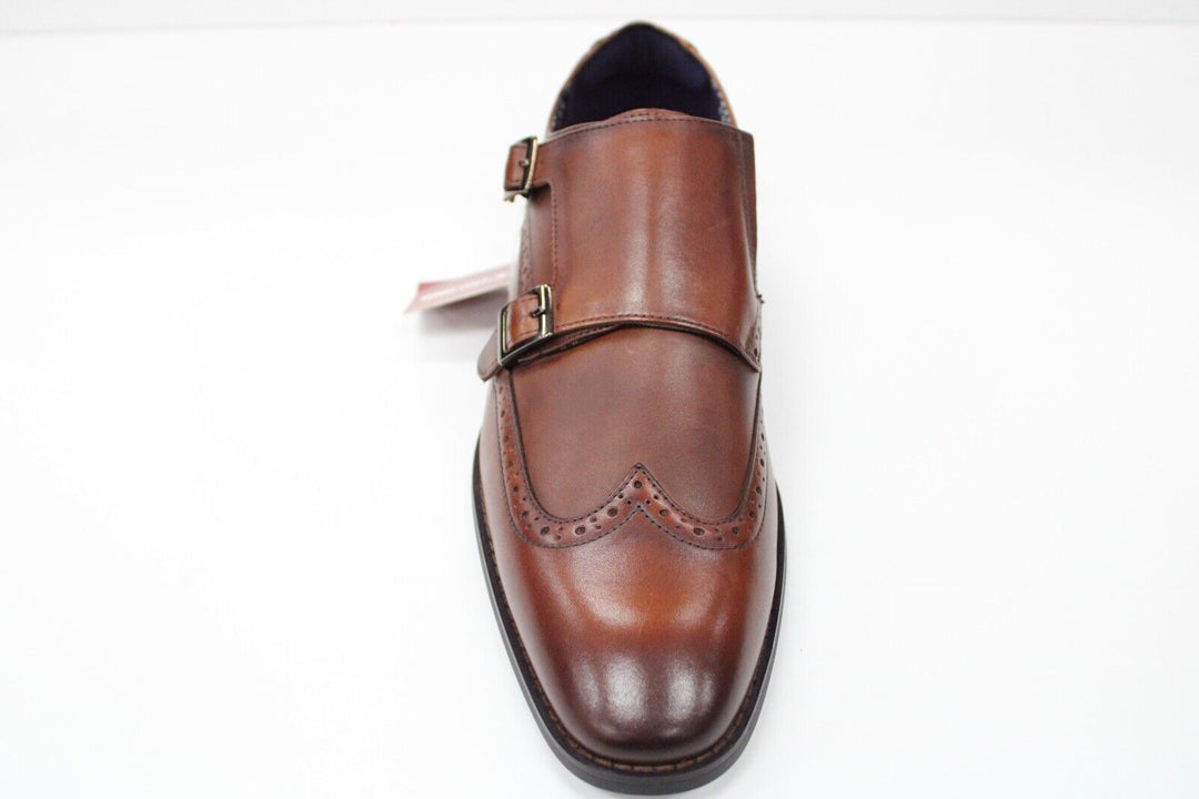 Men's Adams Karson Cognac Leather Wingtip Monk Strap Dress Shoes Suits In Style Men's Adams Karson Cognac Leather Wingtip Monk Strap Dress Shoes Suits In Style