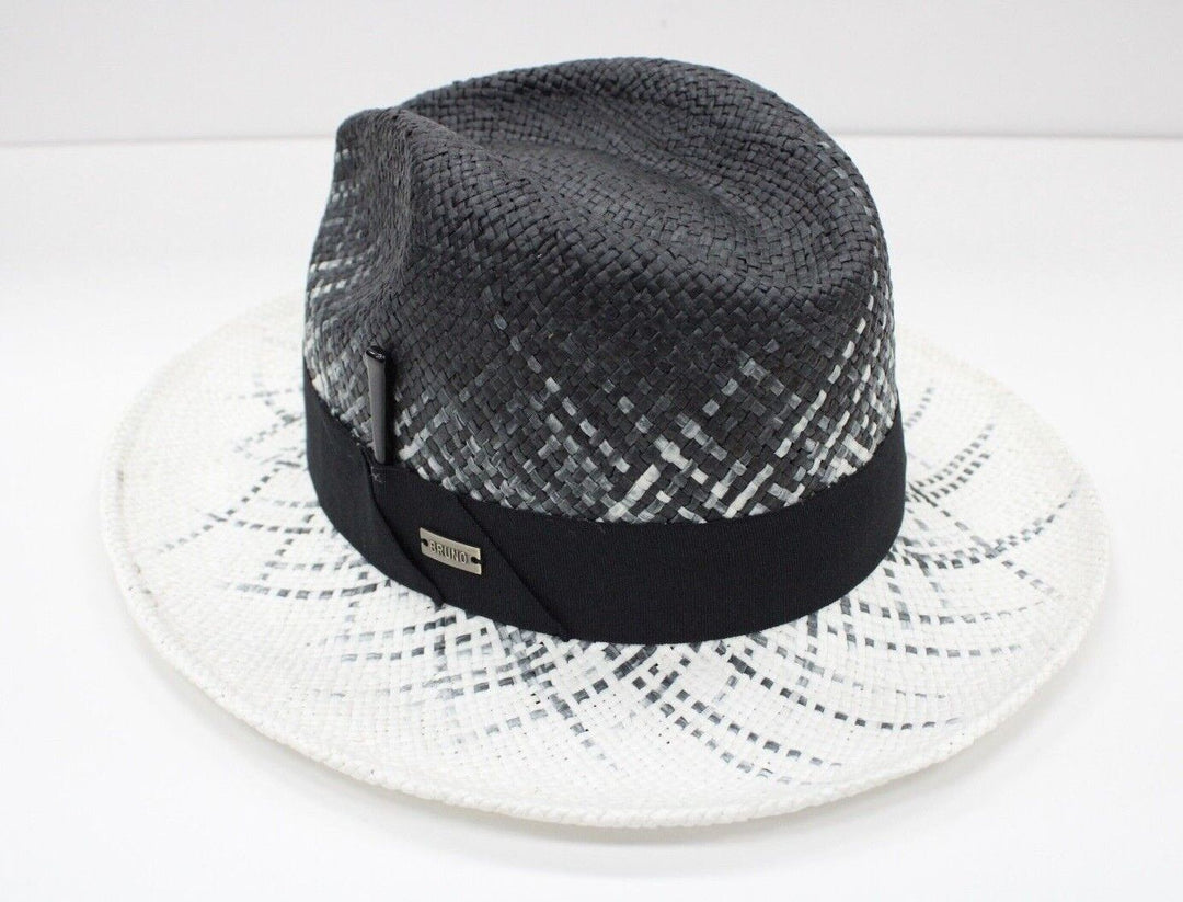 Bruno Capelo Men's Black Wide Brim Straw Fedora Hat VA403